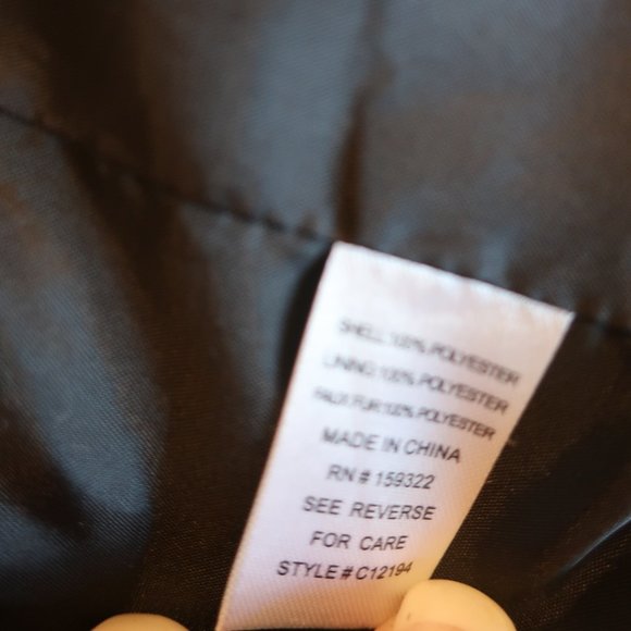 Womens Central Park West Black Blue Faux Fur Collar Puffer Bomber Jacket S * - Picture 12 of 12